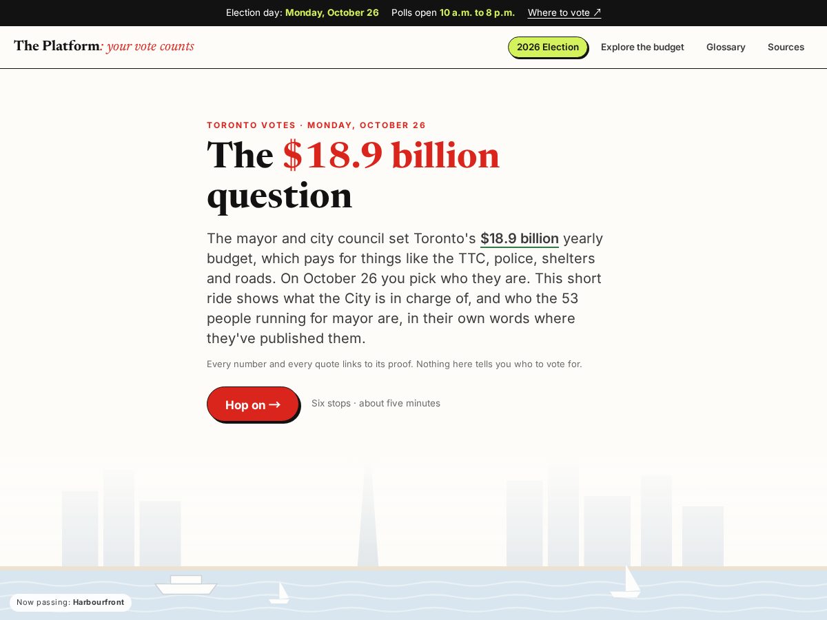 Landing-page snapshot of torontoyourvotecounts.space