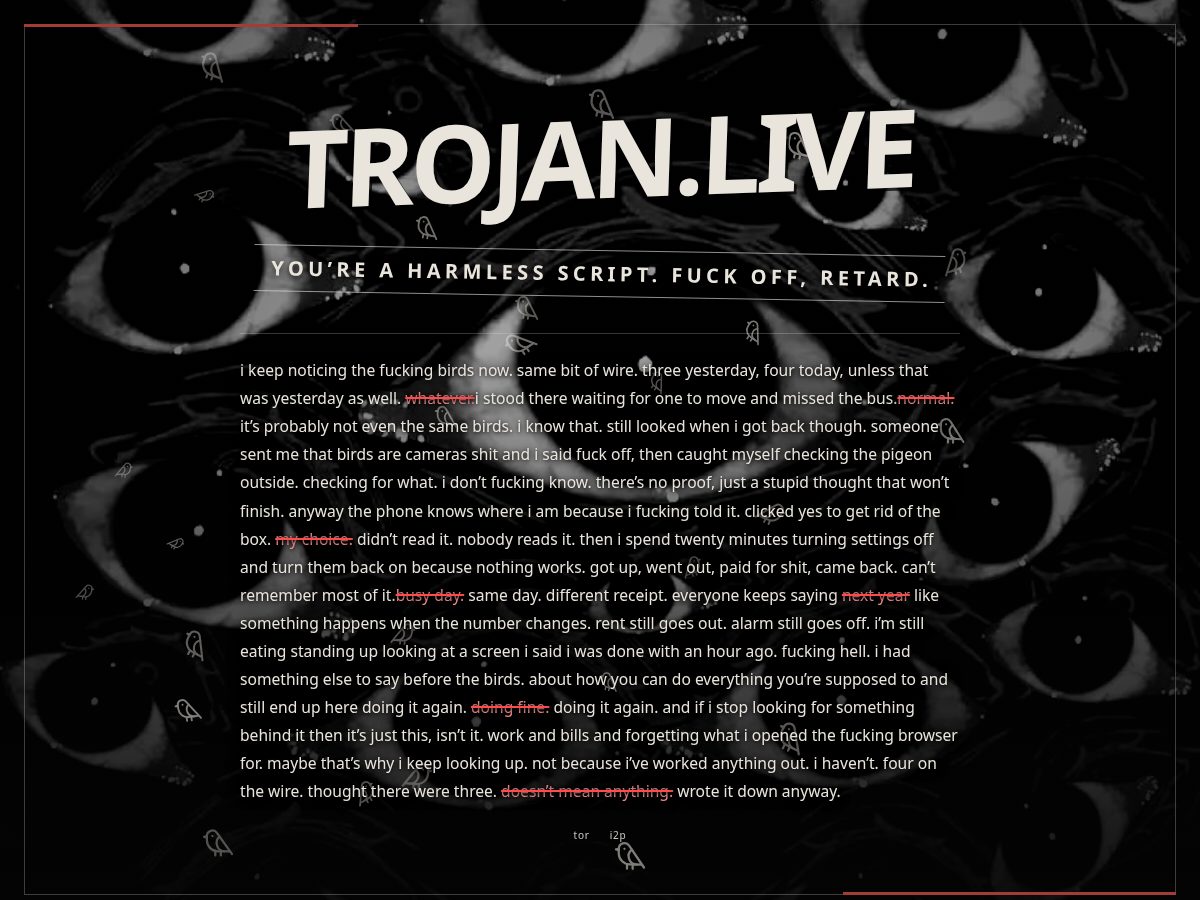 Landing-page snapshot of trojan.live