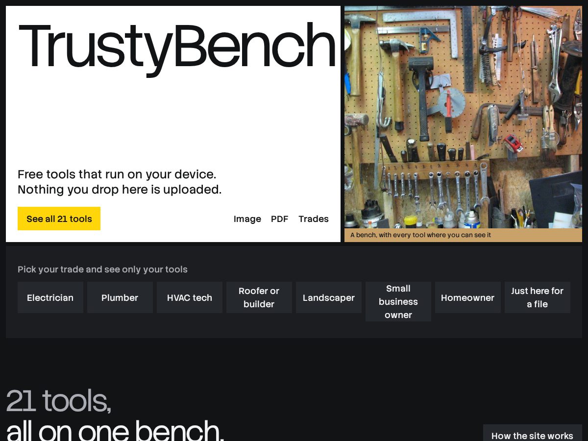 Landing-page snapshot of trustybench.com