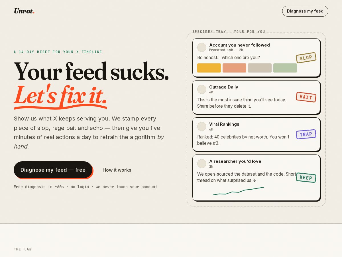 Landing-page snapshot of tryunrot.com