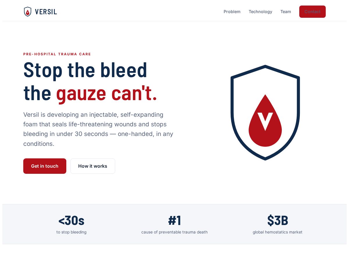 Landing-page snapshot of versiltech.com