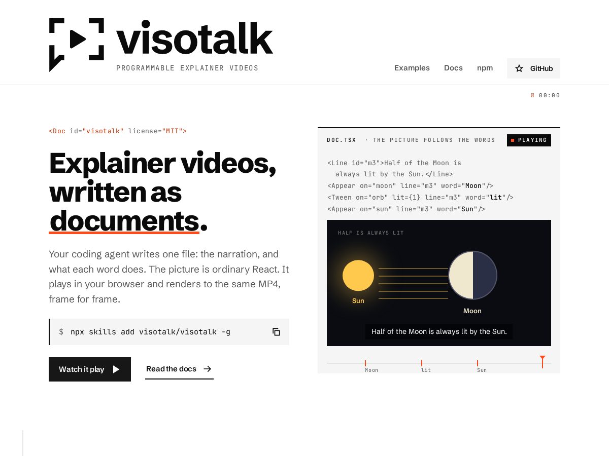 Landing-page snapshot of visotalk.dev