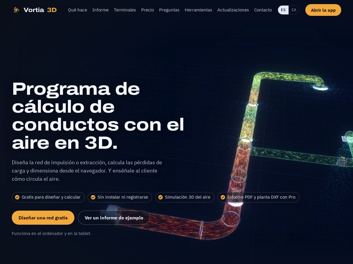 Landing-page snapshot of vortia3d.com
