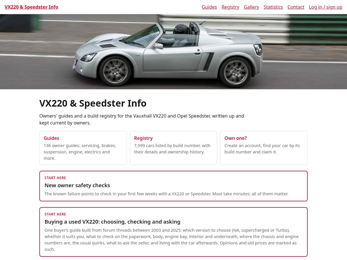 Landing-page snapshot of vx220.info