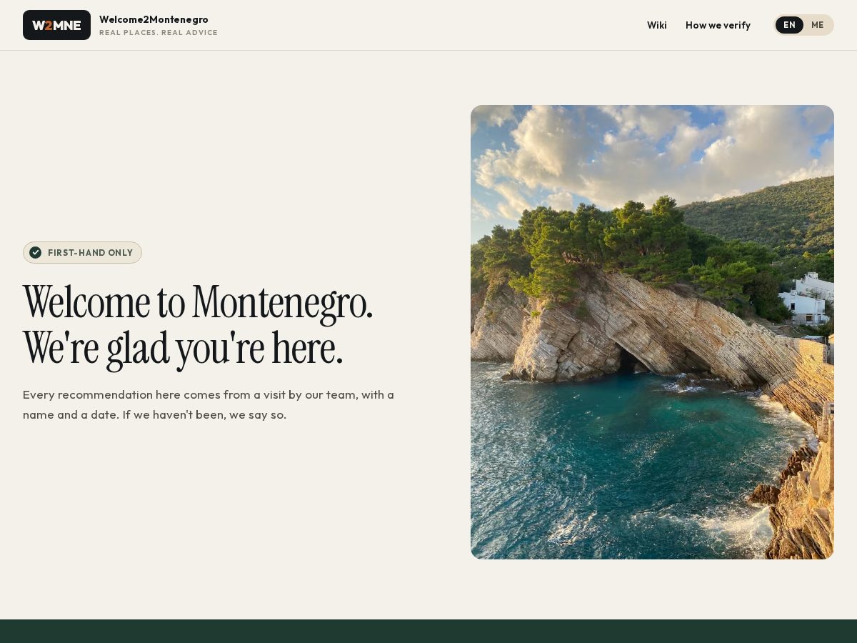 Landing-page snapshot of welcome2montenegro.com