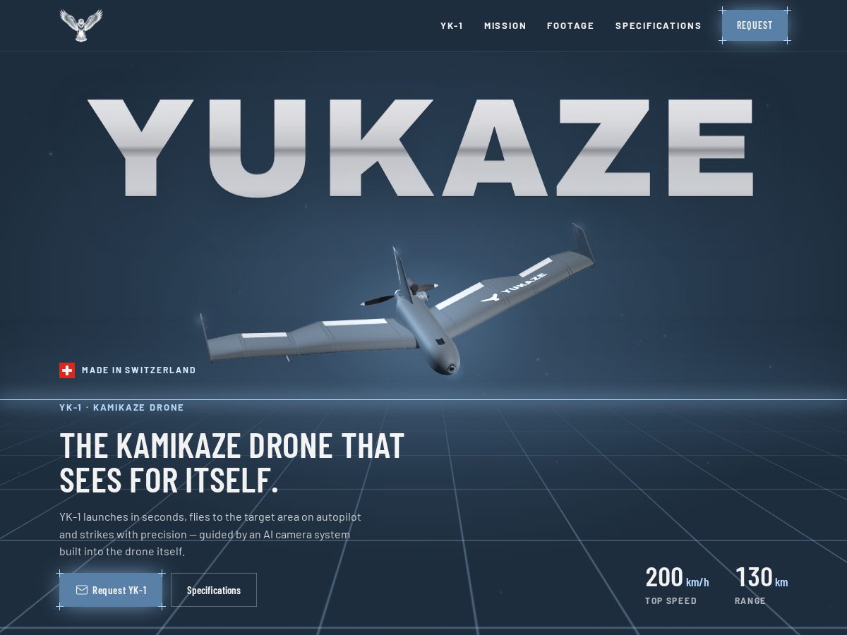 Landing-page snapshot of yukaze-drones.com