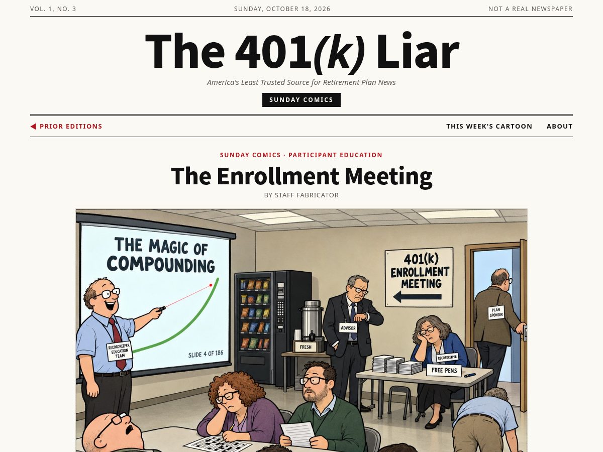 Landing-page snapshot of 401kliar.com
