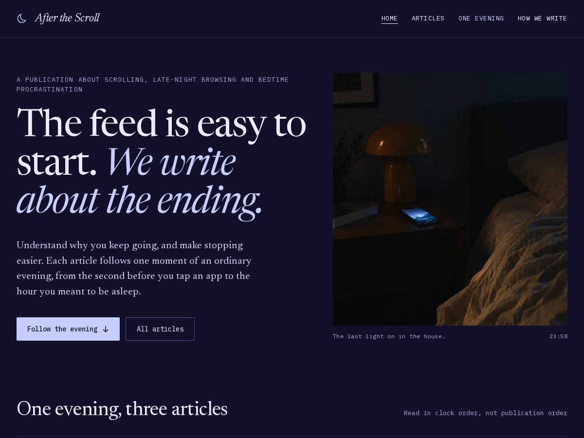 Landing-page snapshot of afterthescroll.org