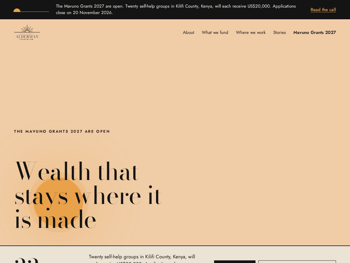 Landing-page snapshot of aldermanfoundation.org