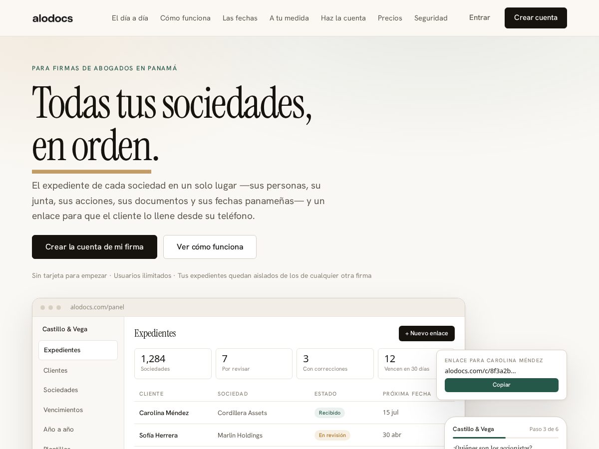 Landing-page snapshot of alodocs.com