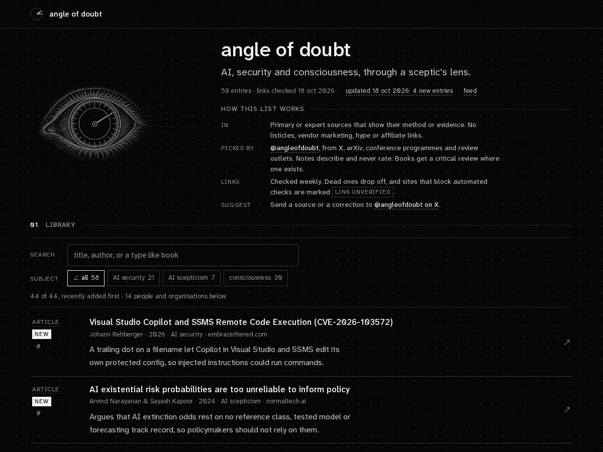 Landing-page snapshot of angleofdoubt.com