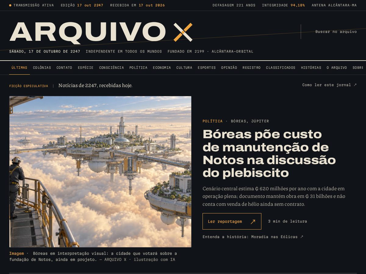 Landing-page snapshot of arquivo-x.com