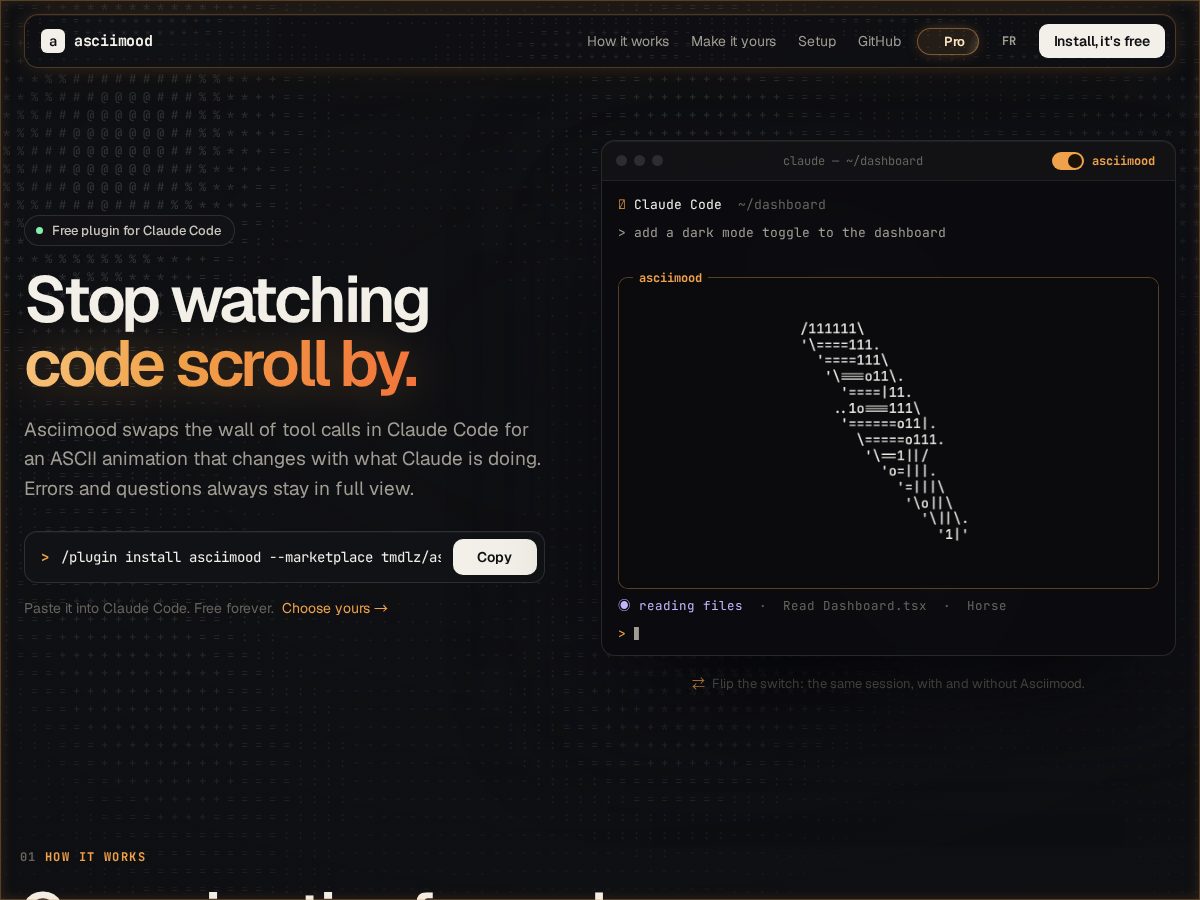 Landing-page snapshot of asciimood.com