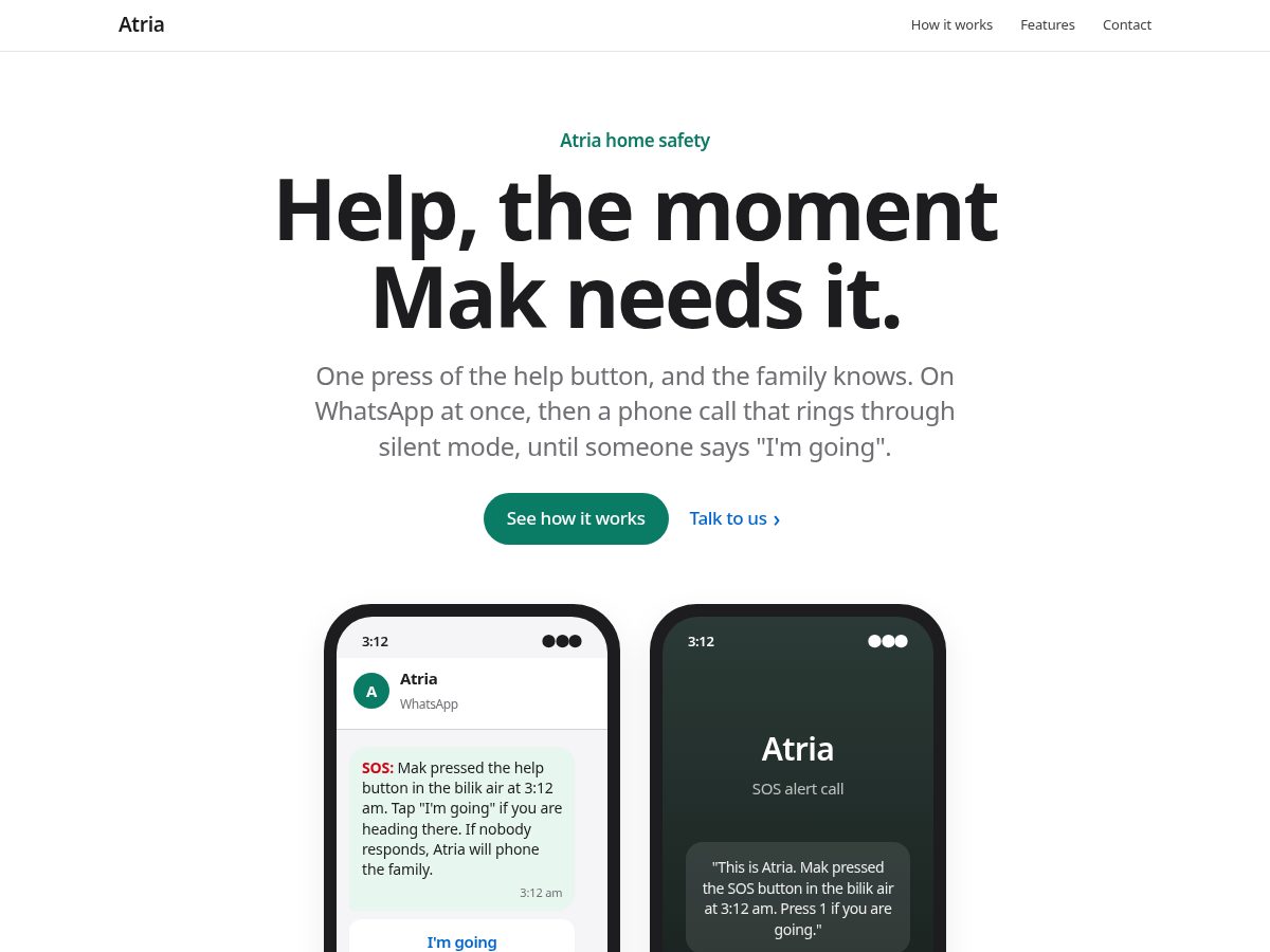 Landing-page snapshot of atriamas.com