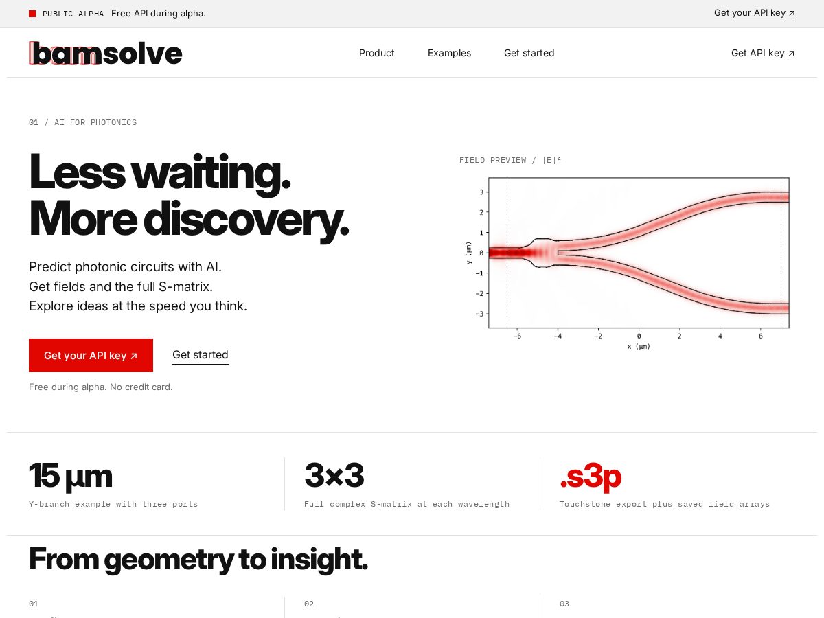 Landing-page snapshot of bamsolve.com