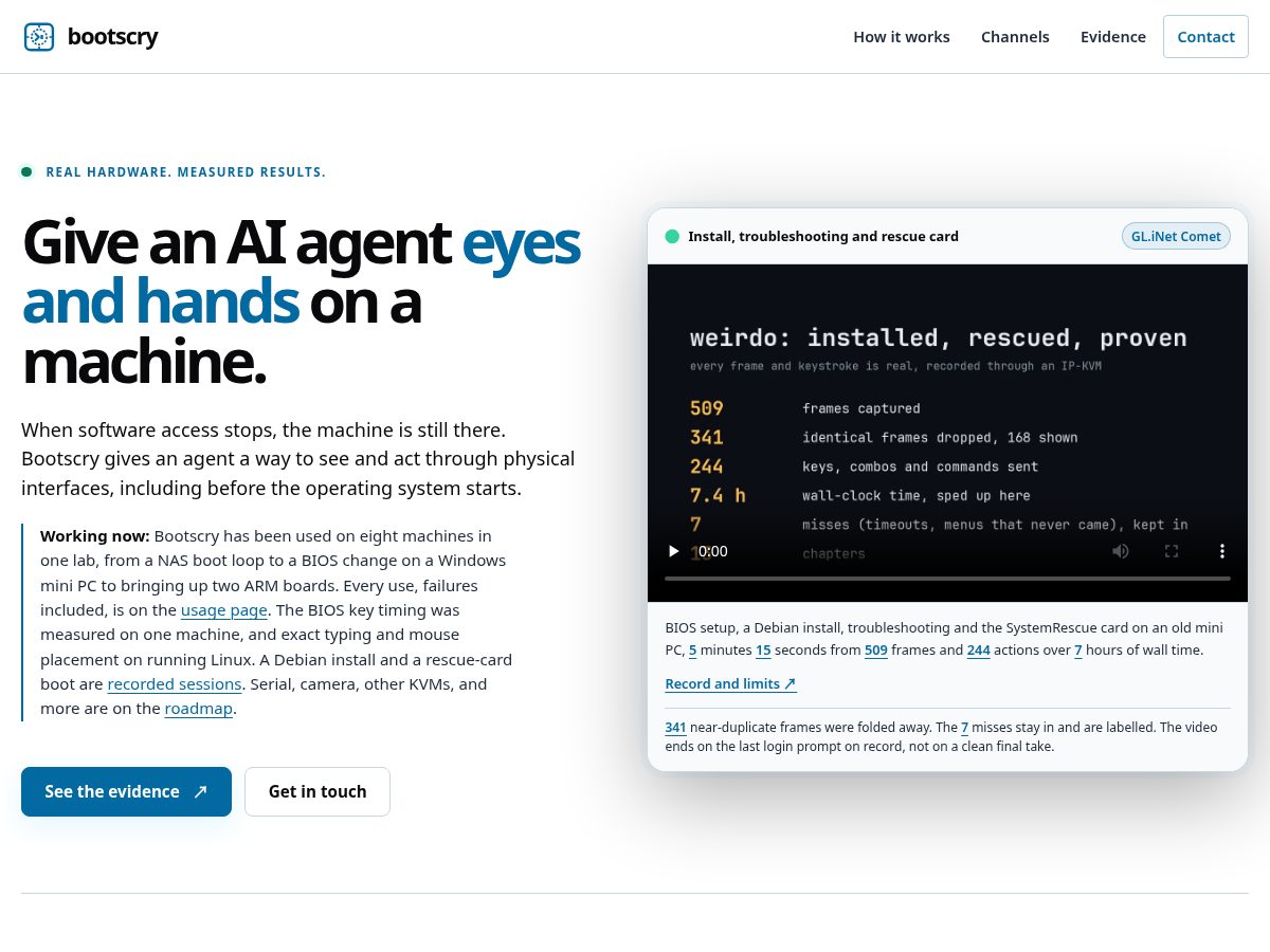 Landing-page snapshot of bootscry.org