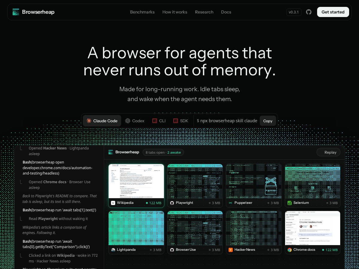 Landing-page snapshot of browserheap.com