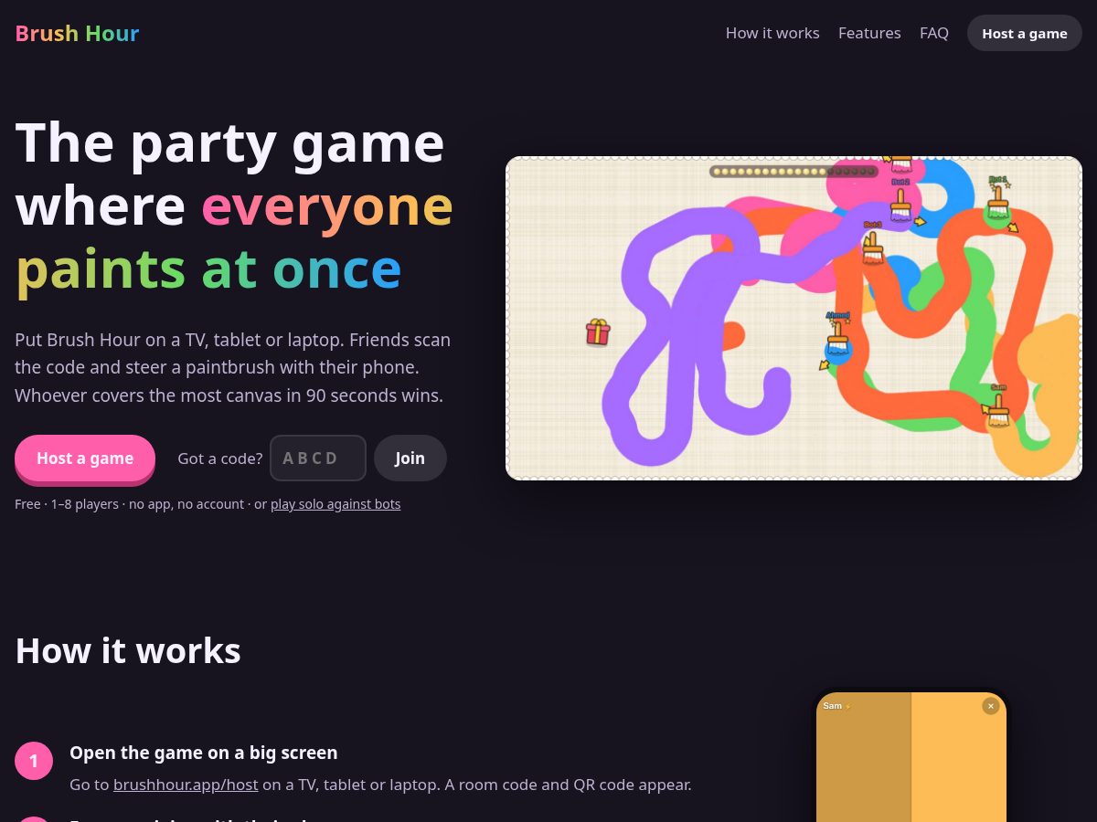 Landing-page snapshot of brushhour.app