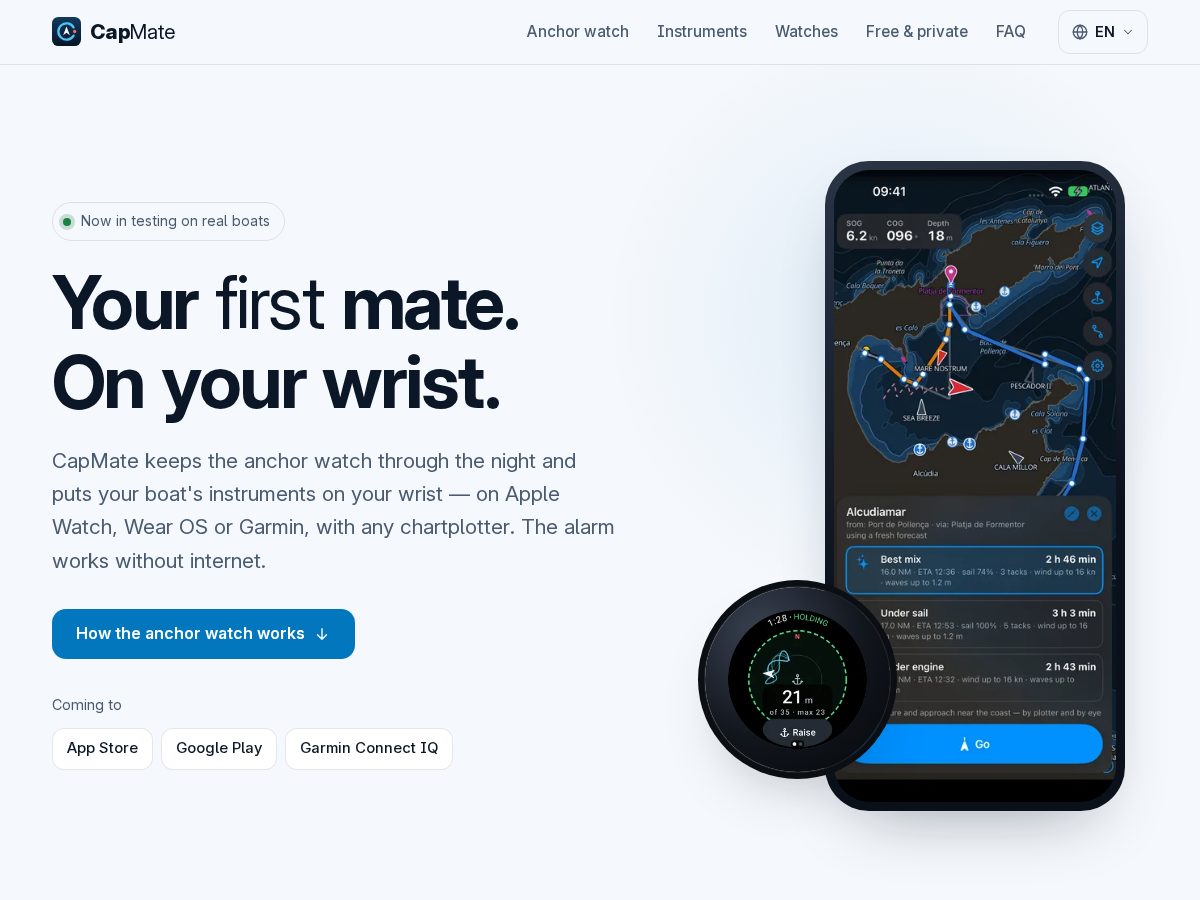 Landing-page snapshot of capmate.app