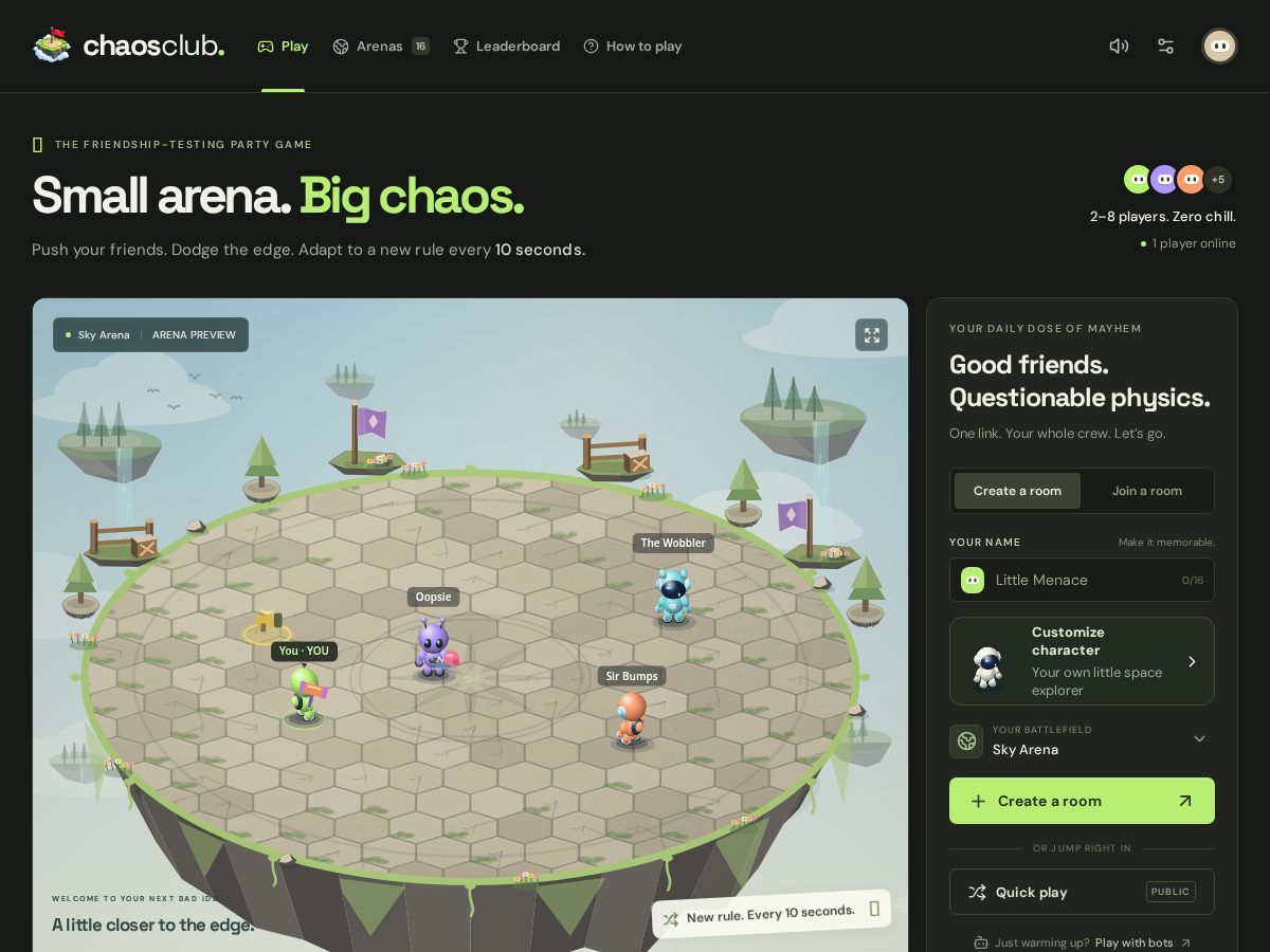 Landing-page snapshot of chaosclub.live