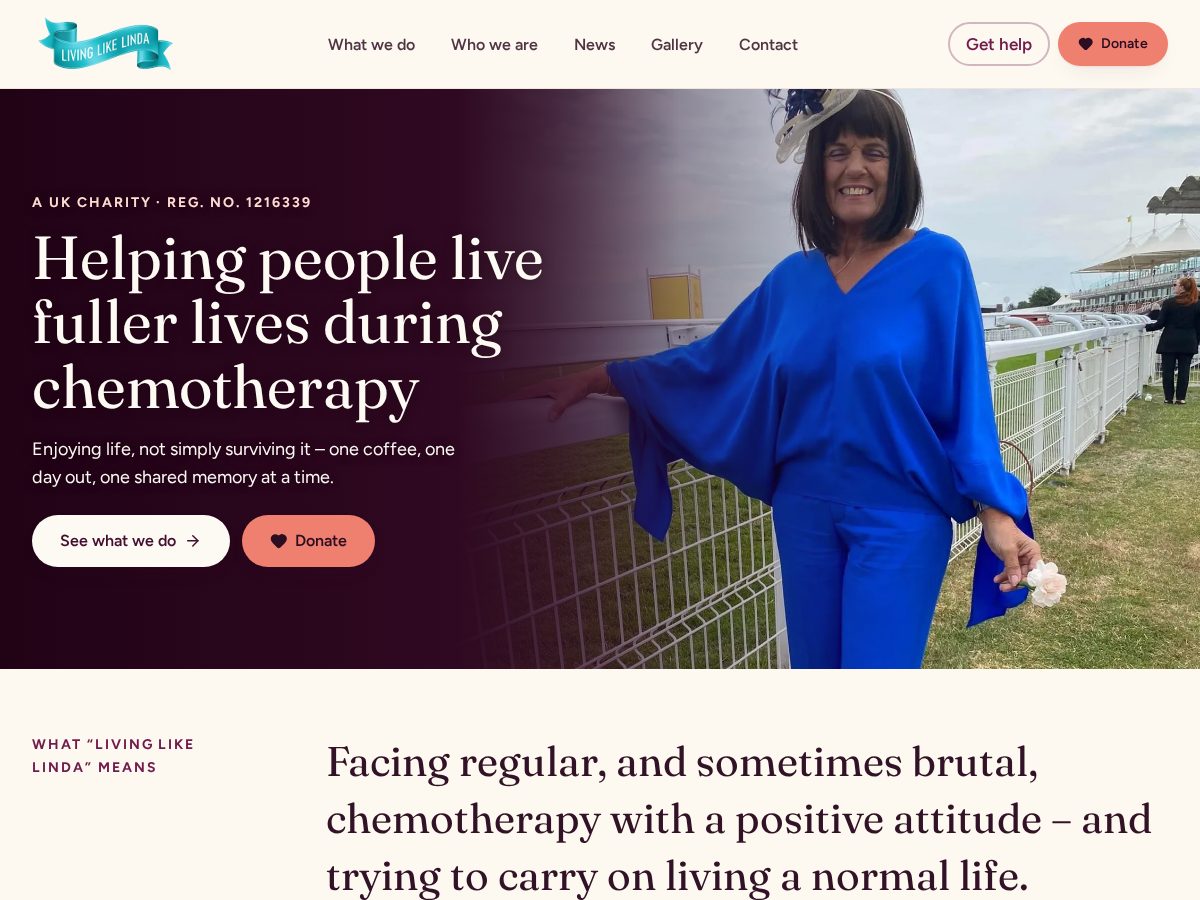 Landing-page snapshot of charitylinda.app