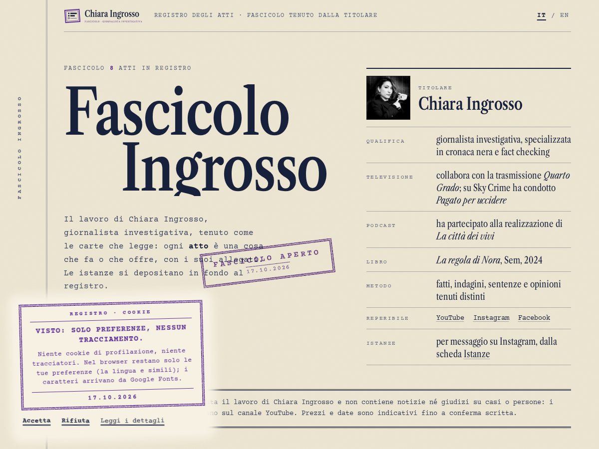 Landing-page snapshot of chiaraing.info