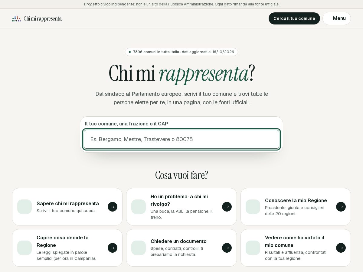 Landing-page snapshot of chimirappresenta.com