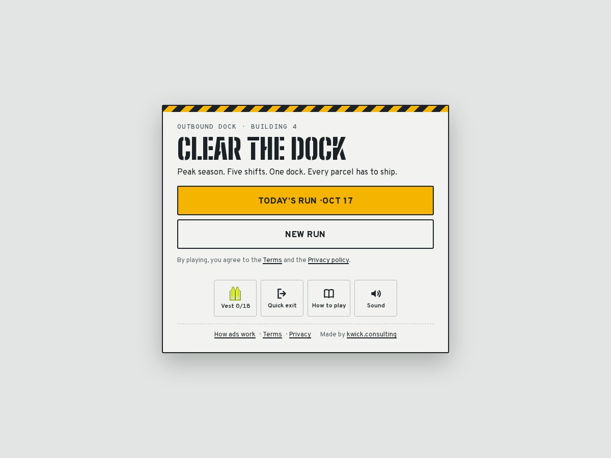 Landing-page snapshot of clearthedock.com