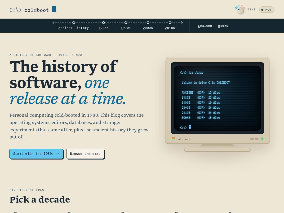 Landing-page snapshot of coldboot.foo