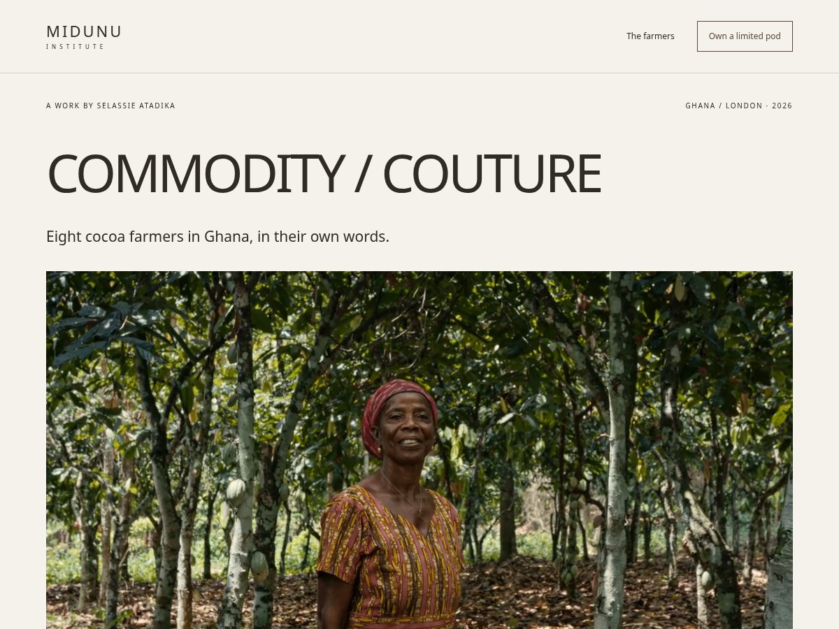 Landing-page snapshot of commoditycouture.com