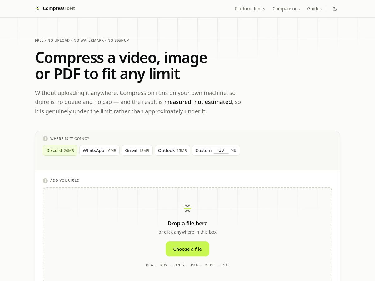 Landing-page snapshot of compresstofit.com