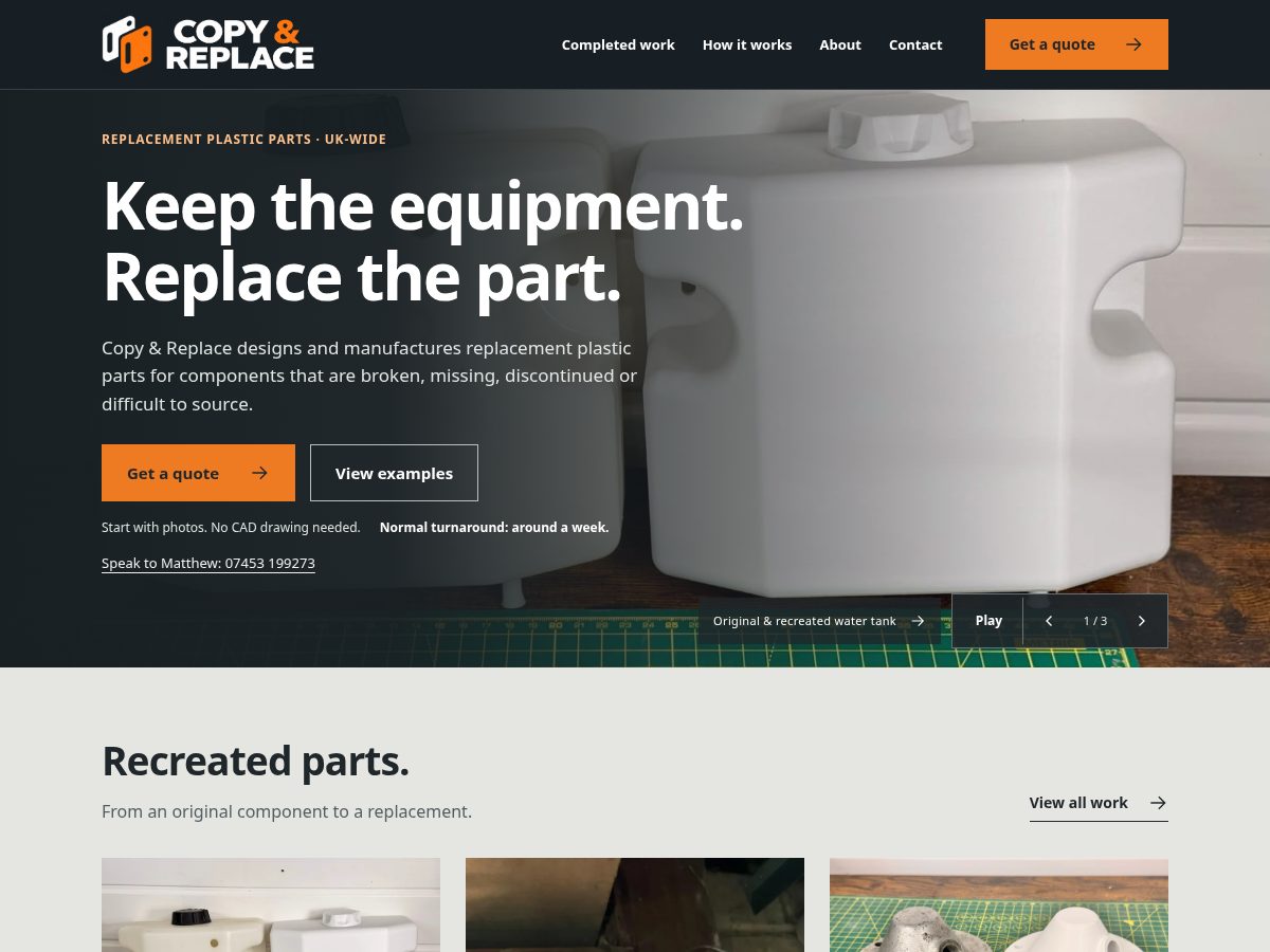 Landing-page snapshot of copyandreplace.com