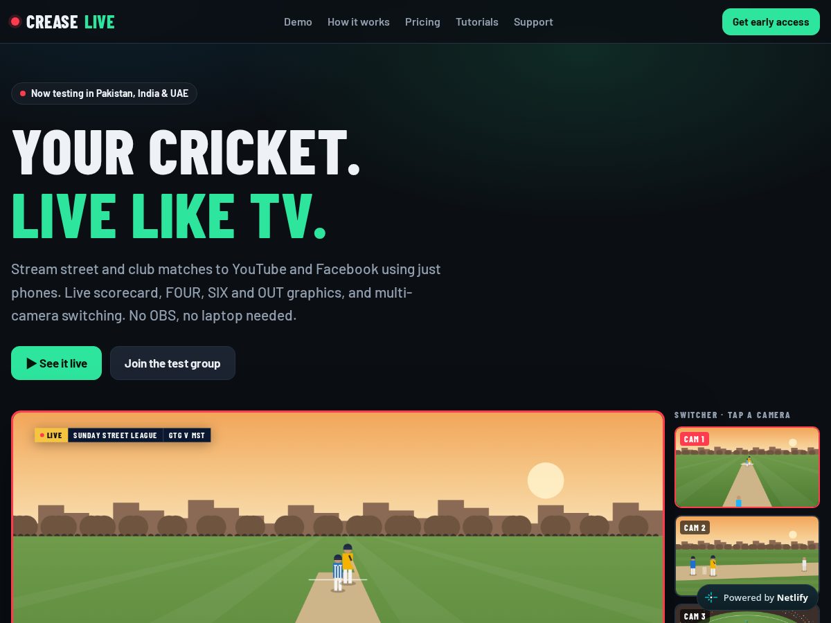 Landing-page snapshot of crease.live
