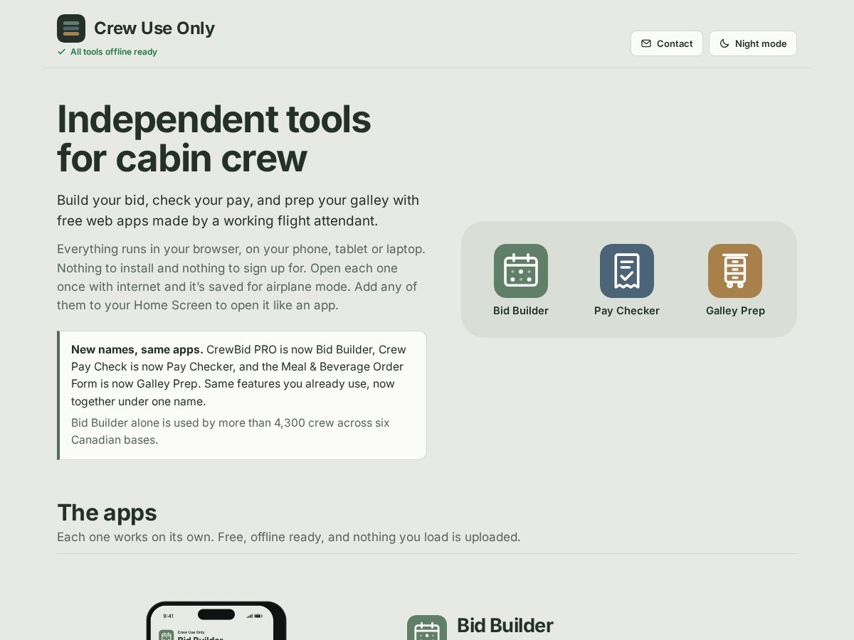 Landing-page snapshot of crewuseonly.app
