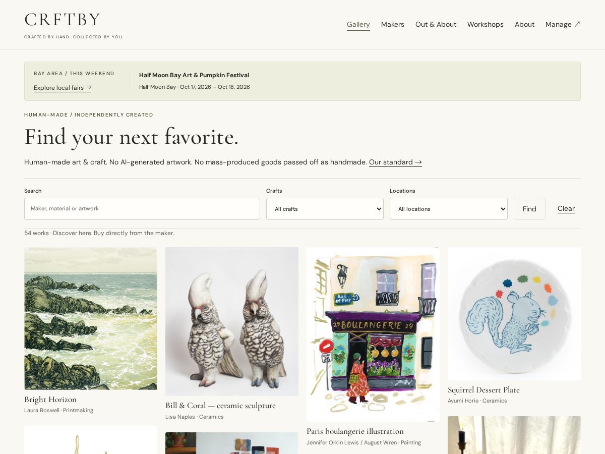 Landing-page snapshot of crftby.com