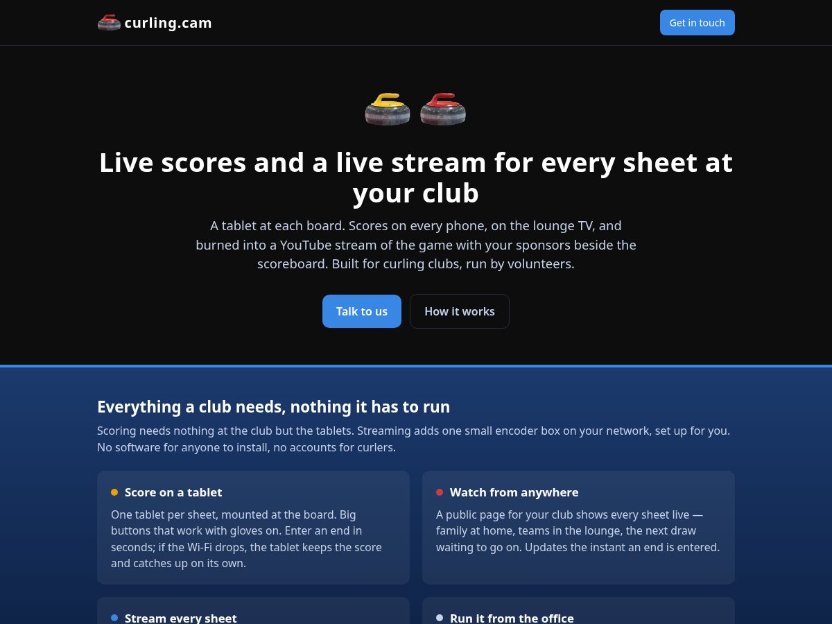Landing-page snapshot of curling.cam