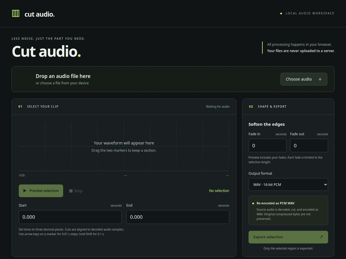 Landing-page snapshot of cutyouraudio.com