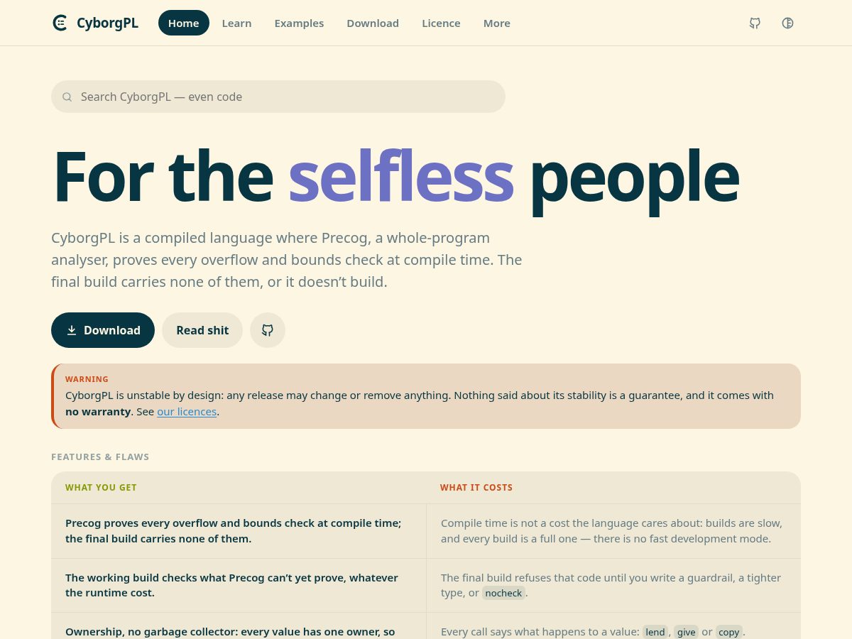 Landing-page snapshot of cyborgpl.com