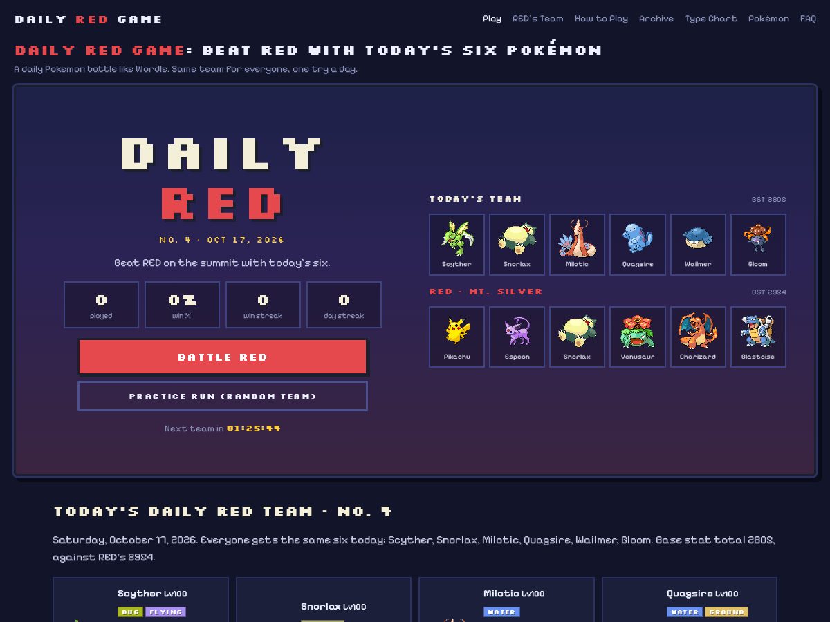 Landing-page snapshot of dailyredgame.net