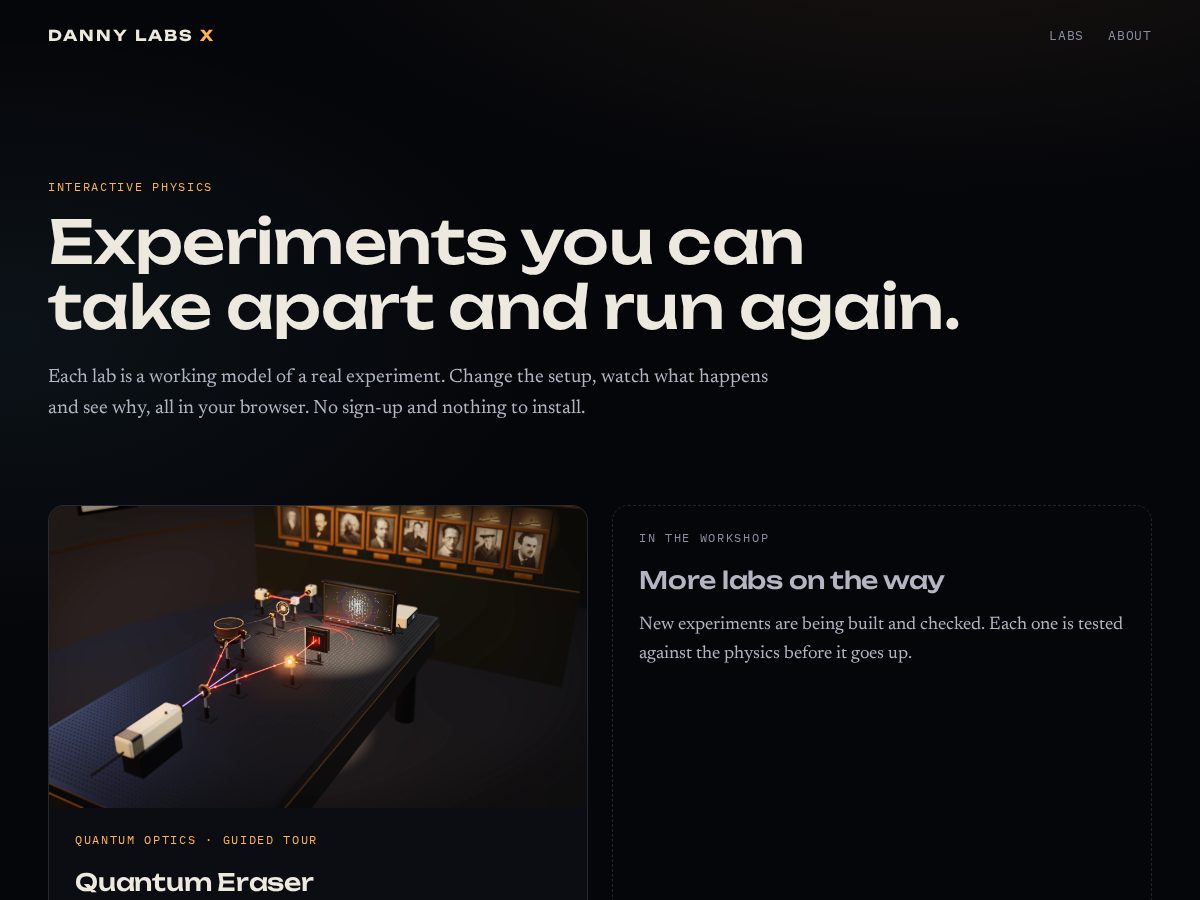 Landing-page snapshot of dannylabsx.com