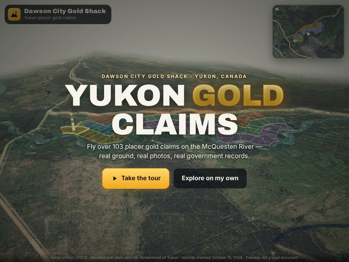 Landing-page snapshot of dawsoncitygoldshack.com