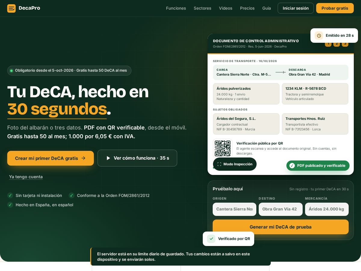 Landing-page snapshot of decapro.app