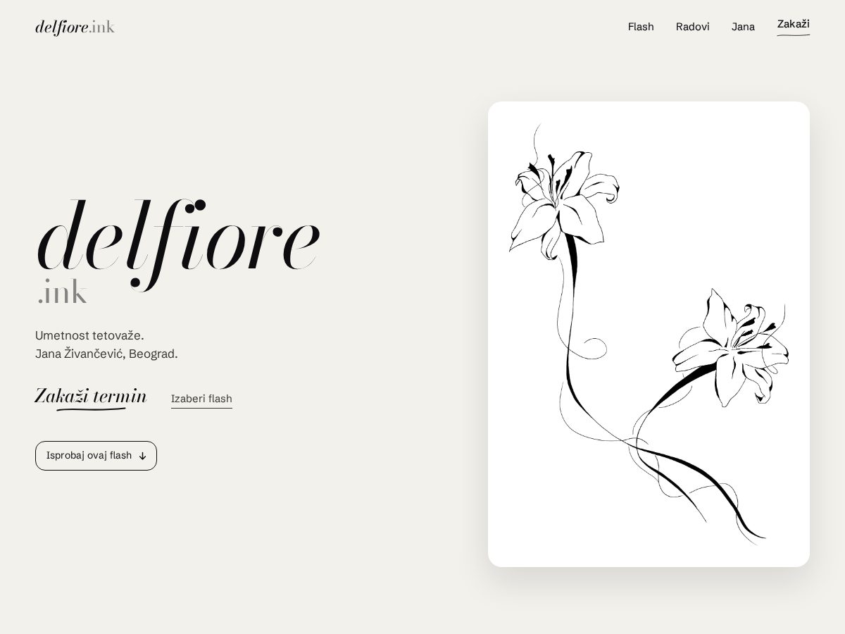 Landing-page snapshot of delfiore.ink