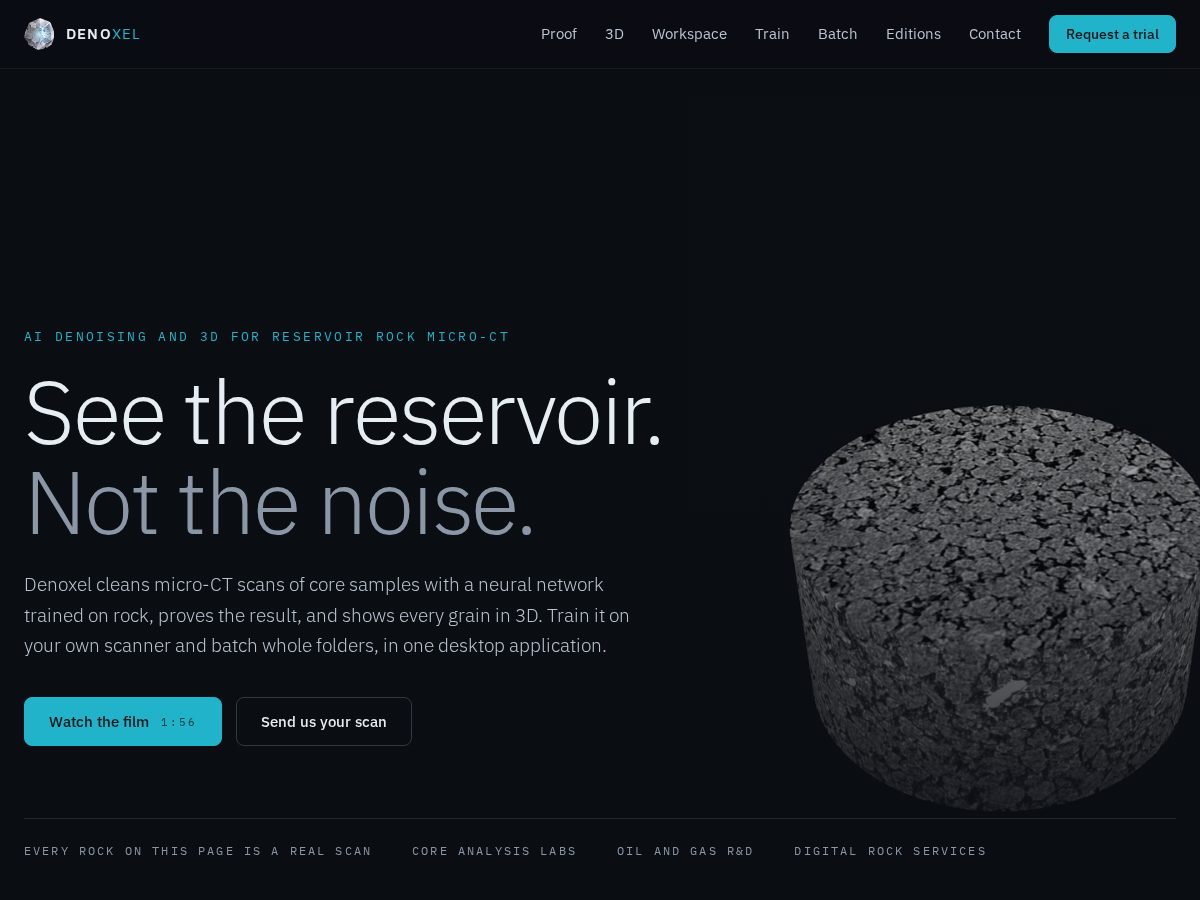 Landing-page snapshot of denoxel.com