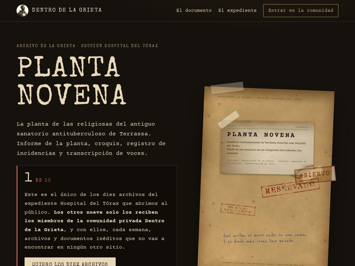 Landing-page snapshot of dentrodelagrieta.com