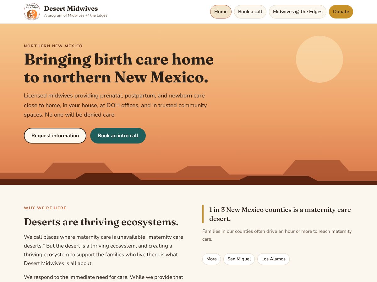 Landing-page snapshot of desertmidwives.org