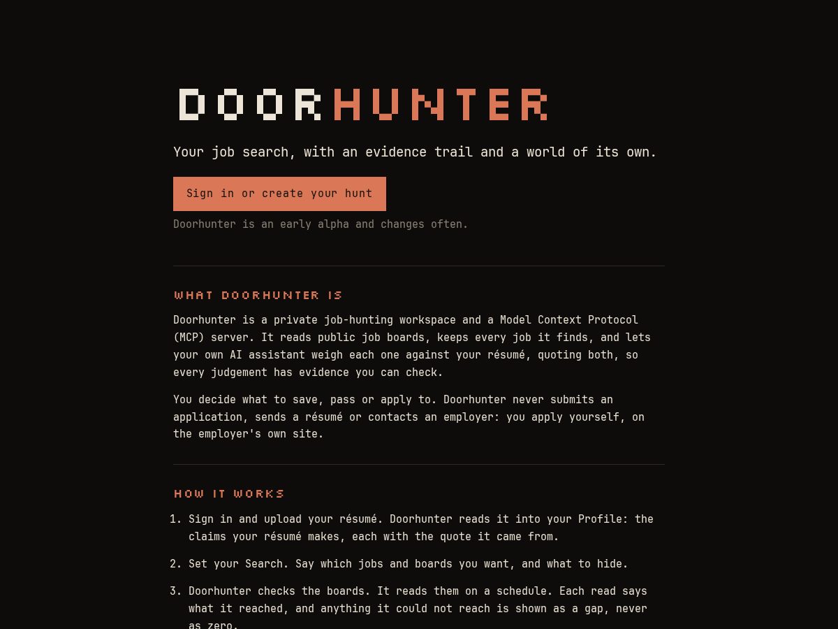 Landing-page snapshot of doorhunter.app