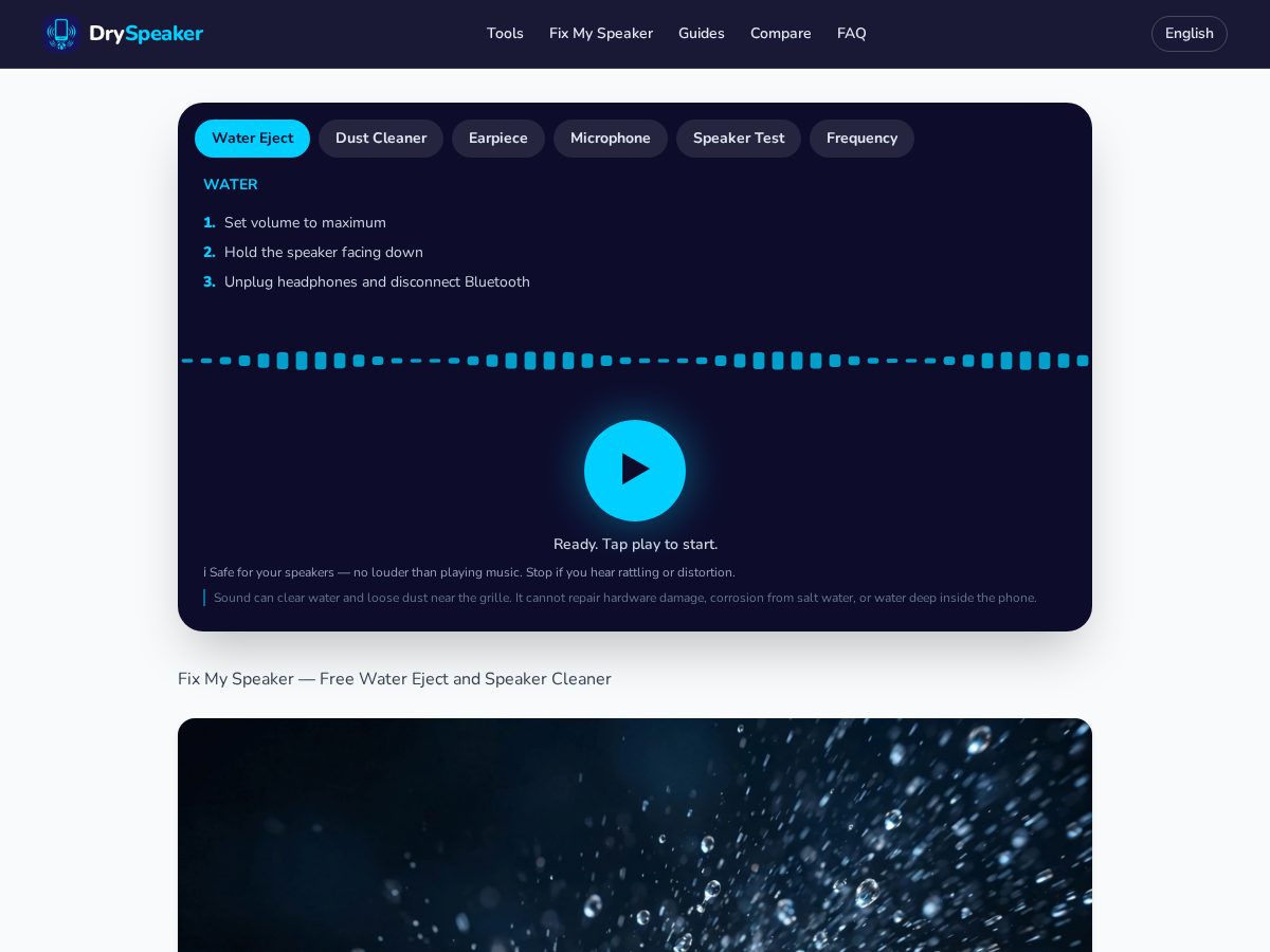 Landing-page snapshot of dryspeaker.com