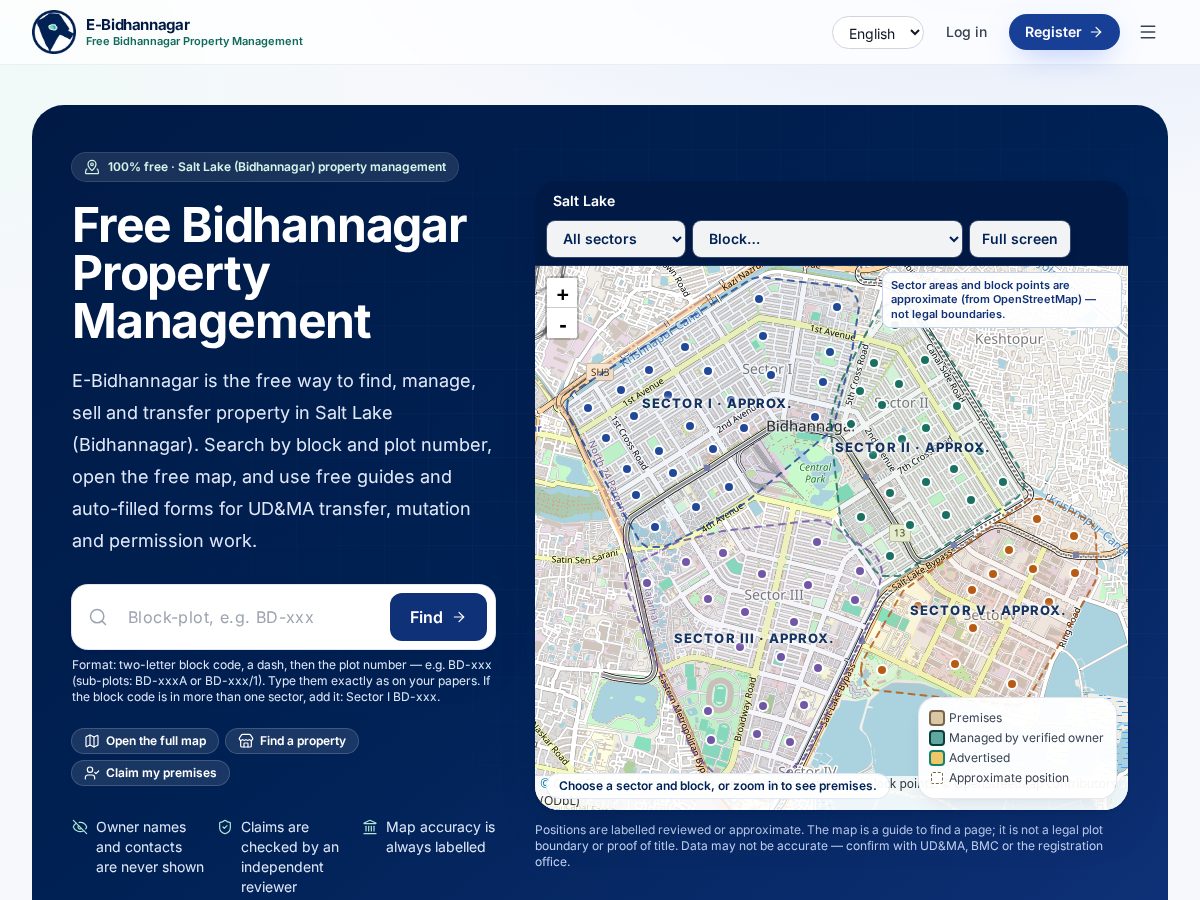Landing-page snapshot of ebidhannagar.com
