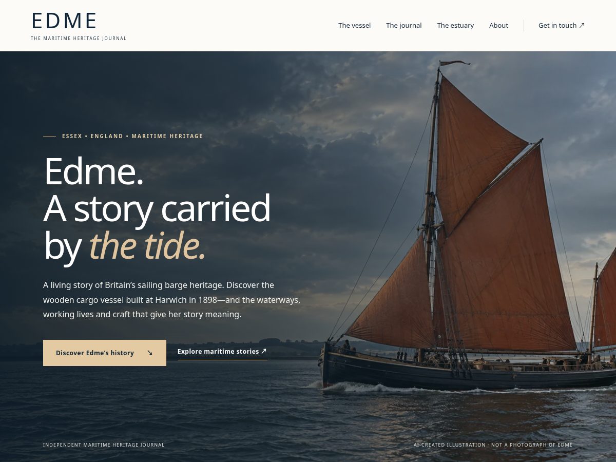 Landing-page snapshot of edmebarge.com